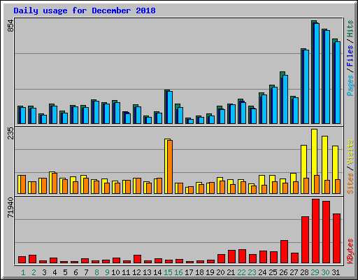 Daily usage for December 2018